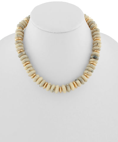Marbleized Rondelle Stone Necklace