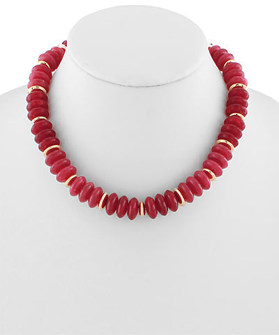 Marbleized Rondelle Stone Necklace