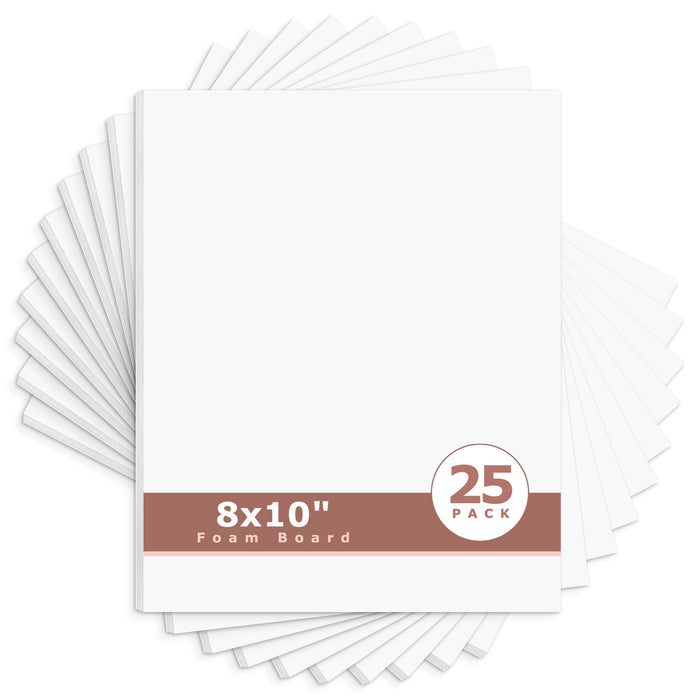 Mat Board Center, White Foam Board 1/8 inch Thick-Pack of 25 8x10