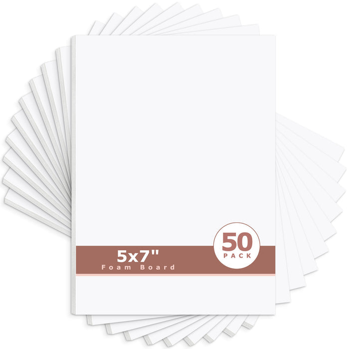 Mat Board Center, White Foam Board 1/8 inch Thick-Pack of 50 5x7