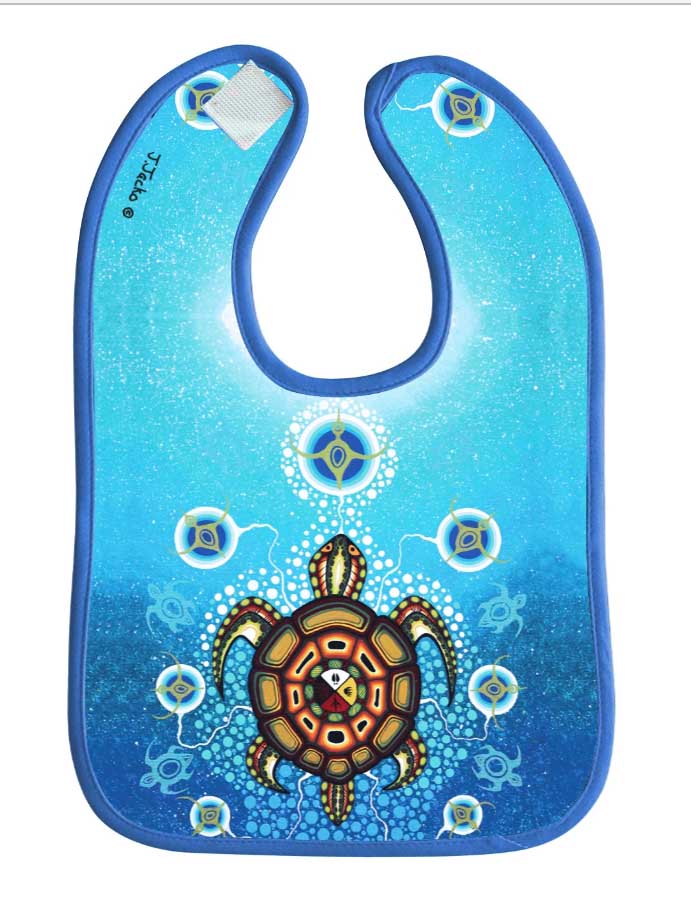 Medicine Turtle bib, for babies and toddlers, by Native Artist James Jacko indigenous art gift by James Jacko Canada