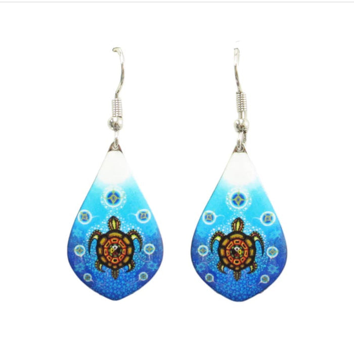 Medicine Turtle Dangle Earrings artwork by  Native Artist James Jacko indigenous art gift by James Jacko Canada