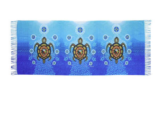 Medicine Turtle indigenous art shawl by James Jacko Canada