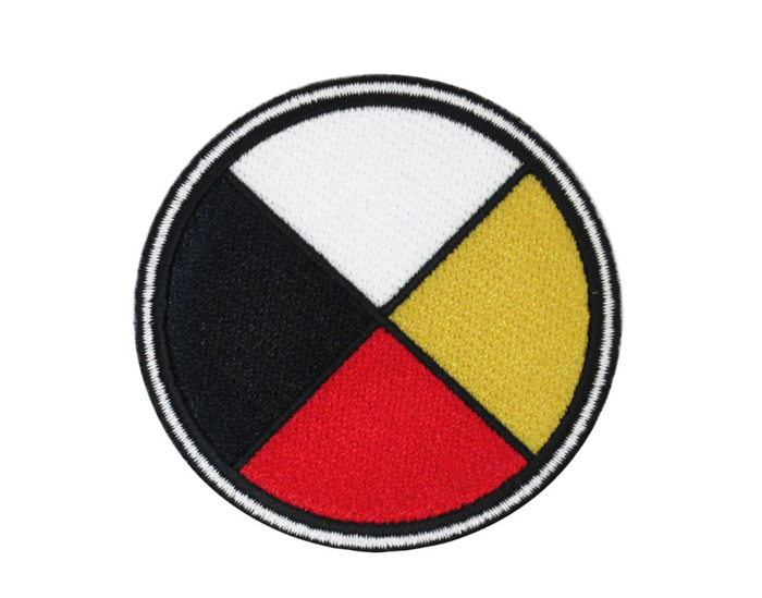 Medicine Wheel" Iron on Patch indigenous art gift by North of Fifty First Nations & Métis Art Boutique Canada