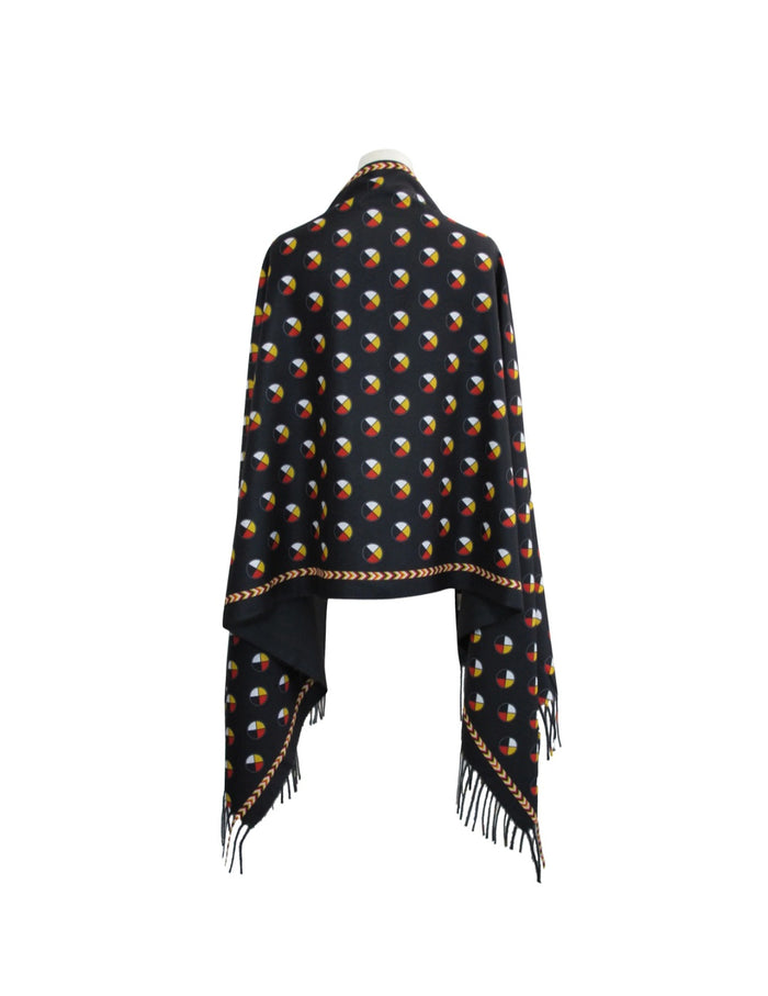Medicine Wheel indigenous art shawl by North of Fifty First Nations & Métis Art Boutique Canada