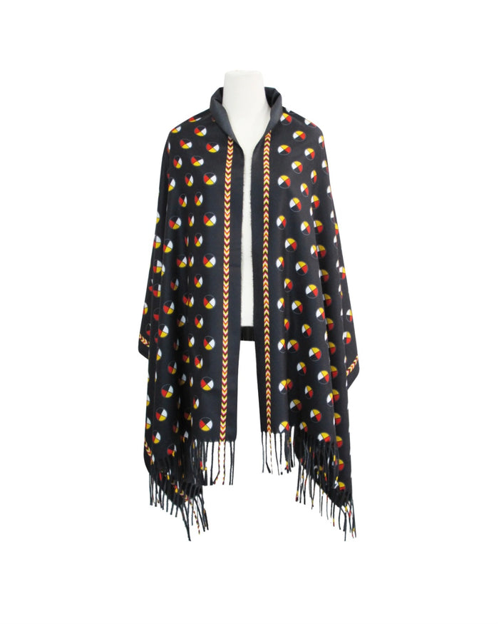 Medicine Wheel indigenous art shawl by North of Fifty First Nations & Métis Art Boutique Canada