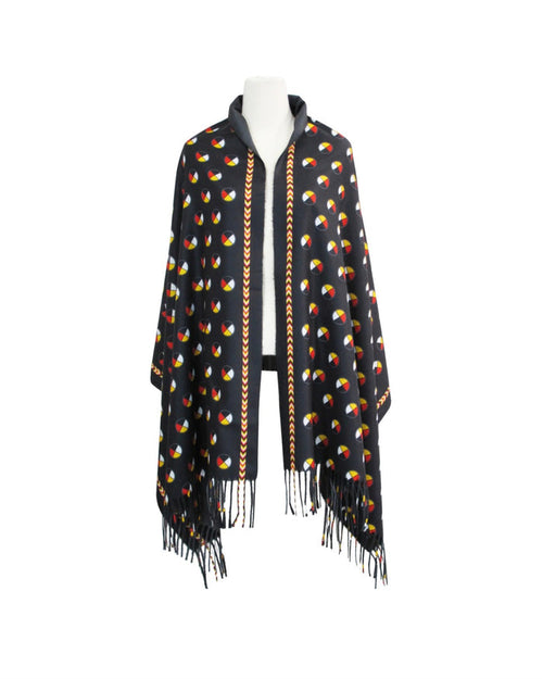 Medicine Wheel indigenous art shawl by North of Fifty First Nations & Métis Art Boutique Canada