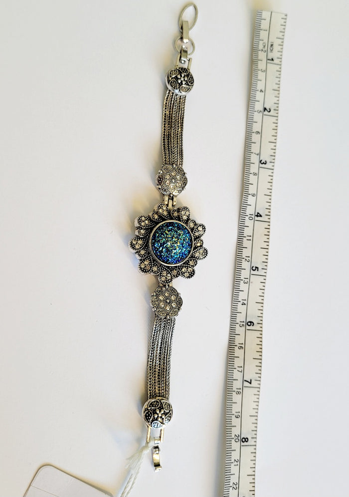 Metal bracelet with interchangeable snap indigenous art gift by Snap Decisions Canada