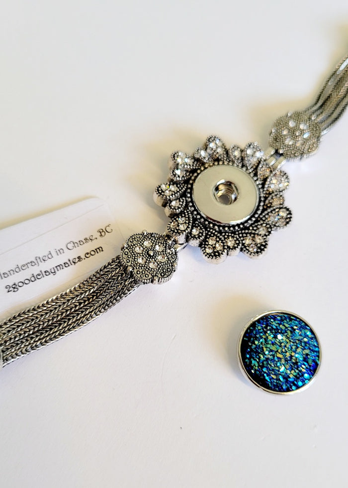 Metal bracelet with interchangeable snap indigenous art gift by Snap Decisions Canada
