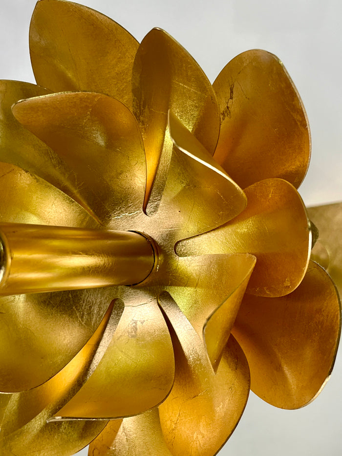 Mini Gold Leaf Mallory Lamp With White Linen Shade