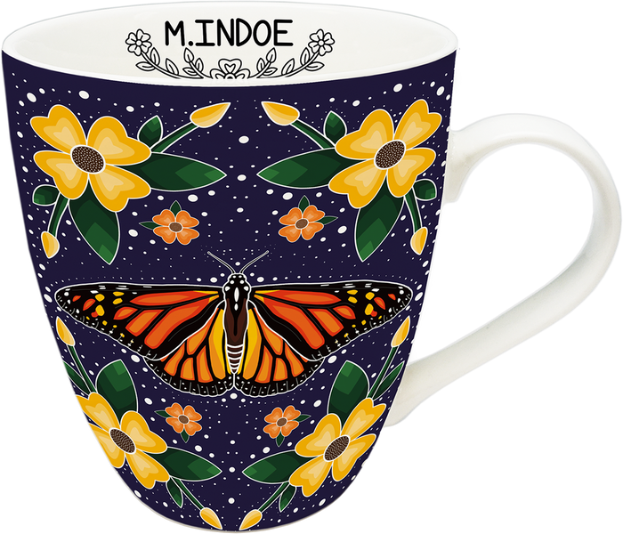 Monarch Butterfly indigenous art mug by Marissa Indoe Canada