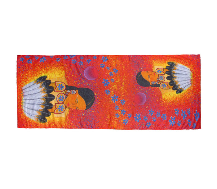 Moon Whispers Dance Eco Scarf by Native artist, Delree Dumont indigenous art shawl by Delree Dumont Canada