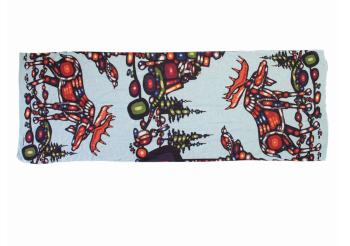 Moose indigenous art shawl by John Rombough Canada