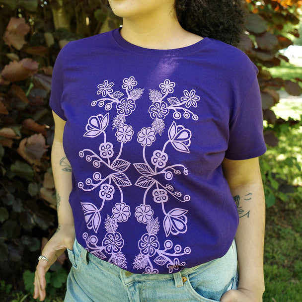 Ojibwe Florals T-shirt by Storm Angeconeb indigenous art gift by Storm Angeconeb Canada