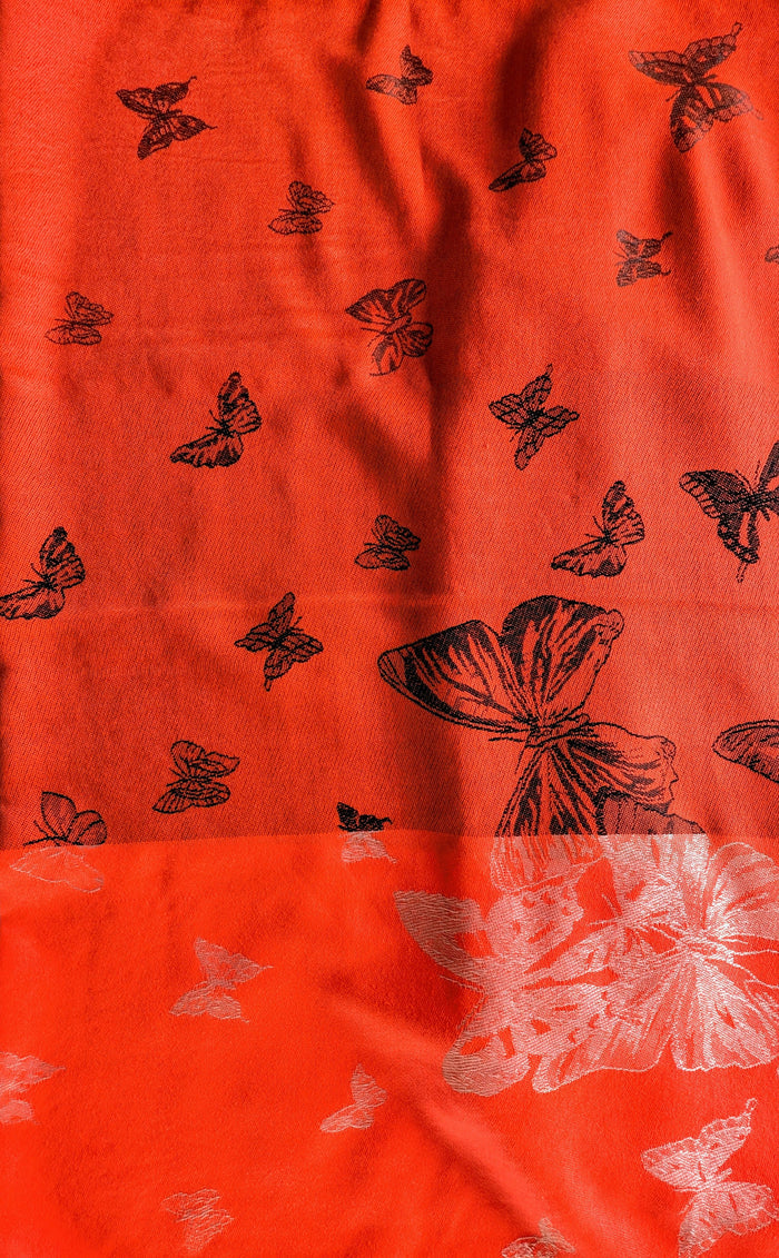 Orange Thai Silk indigenous art shawl by Canadian Fashion & Home Decor Boutique Canada