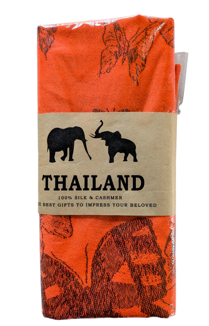 Orange Thai Silk indigenous art shawl by Canadian Fashion & Home Decor Boutique Canada