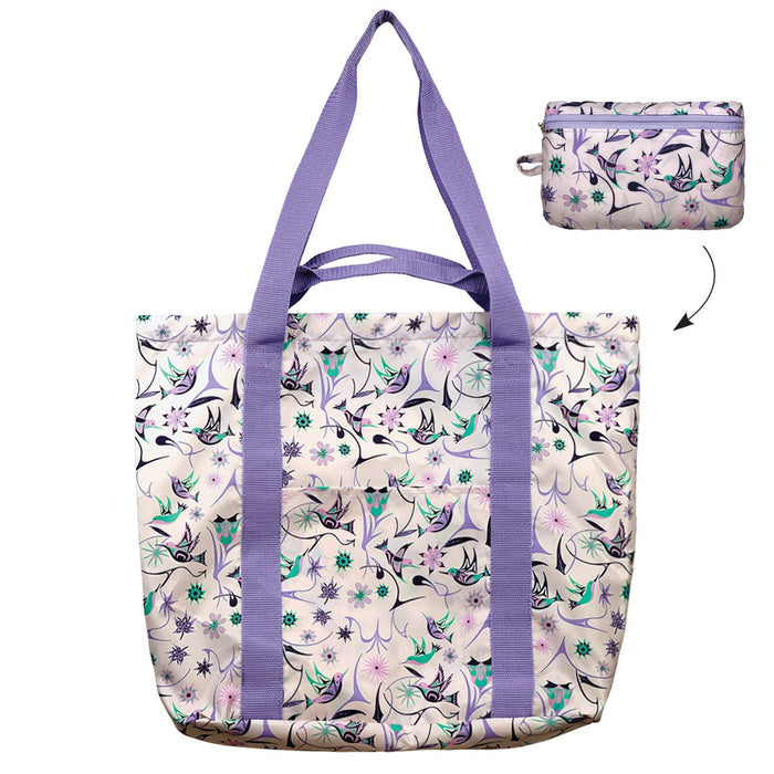 Packable Tote with Trolley Sleeve - Hummingbirds by Nicole La Rock indigenous art gift by Nicole La Rock Canada