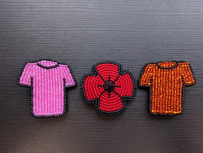 Pink Shirt Beaded Pin indigenous art gift by North of Fifty First Nations & Métis Art Boutique Canada