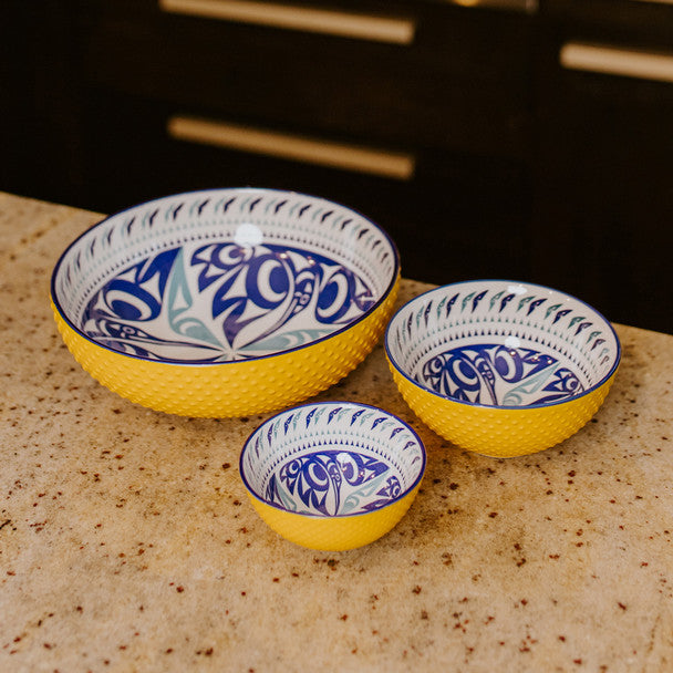 Porcelain Art Bowls,  3 Sizes - Hummingbird by Native artist Maynard Johnny, Jr. indigenous art gift by Maynard Johnny Jr Canada