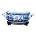 Porcelain Blue And White Rose Canton Footbath With Base
