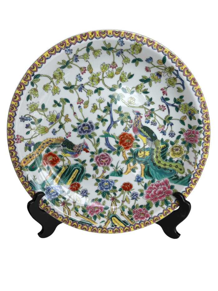 Porcelain Phoenix Plate with Black Stand