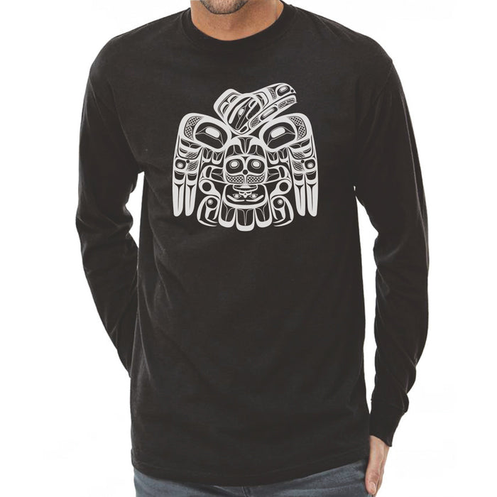 Raven long sleeve cotton T-shirt by Corey Bulpitt, Unisex indigenous art gift by Corey Bulpitt Canada