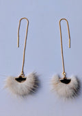 Real Mink Earrings by Namgis artist Jonathan Whonnock - beige indigenous art gift by Johnathan Whonnock Canada