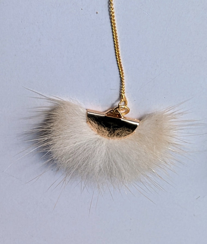 Real Mink Earrings by Namgis artist Jonathan Whonnock - beige indigenous art gift by Johnathan Whonnock Canada