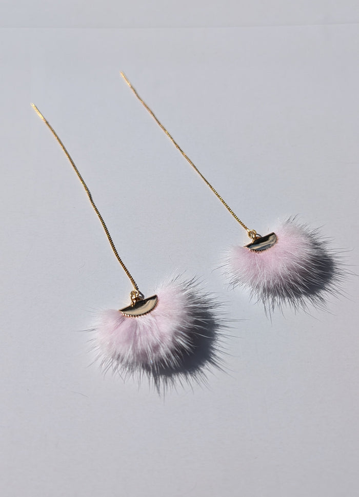 Real Mink Earrings by Namgis artist Jonathan Whonnock - light pink indigenous art gift by Johnathan Whonnock Canada