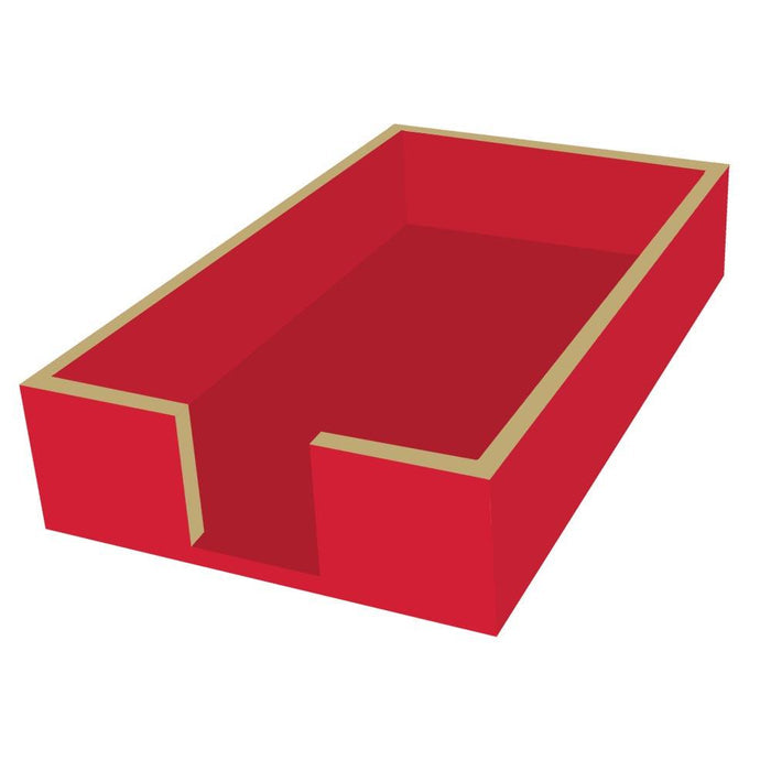 Red/Gold Wood Guest Towel Holder