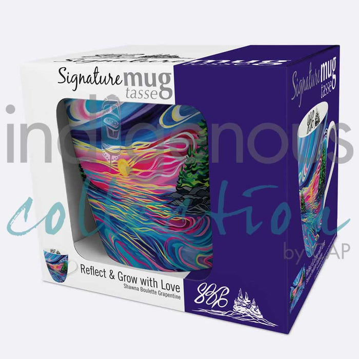 "Reflect & Grow with Love" 18 oz mug by Indigenous Artist Shawna Boulette Grapentine