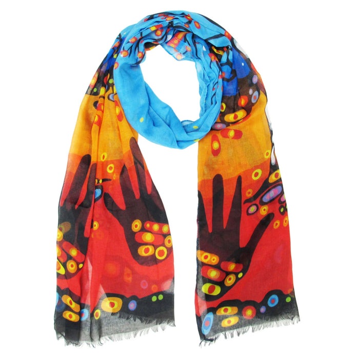 Remember indigenous art shawl by John Rombough Canada