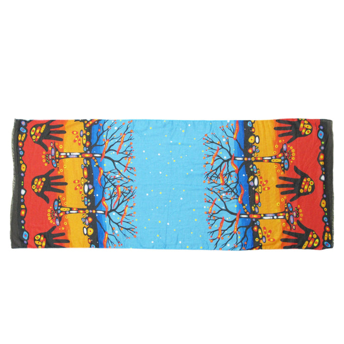 Remember indigenous art shawl by John Rombough Canada