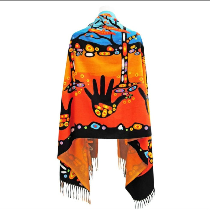 Remember indigenous art shawl by John Rombough Canada