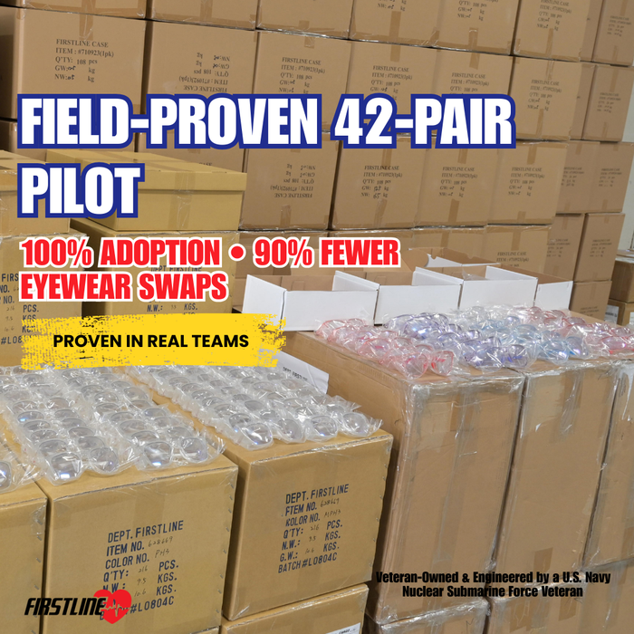 Replace 3 Eyewear Types With 1 — Risk-Free 30-Day Workforce Pilot FIRSTLINE® Photochromic Safety Glasses | ANSI Z87.1 Certified