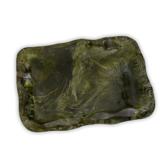 RESIN Malachite Extra Large Rectangular Tray