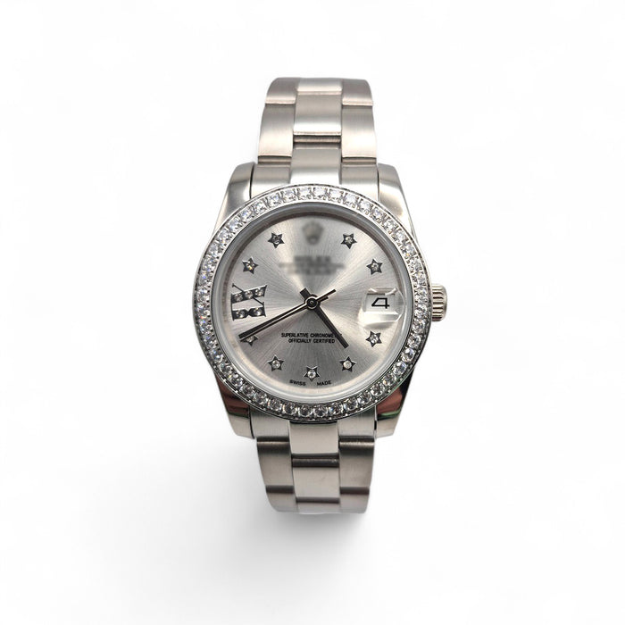 RLX DTJ - Silver Watch - Silver Dial (Diamonds Bezel)