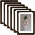 Rounded Corner 5x7 Wood Frame For 4x6 Photos With White Mat and Real Glass Brown (6 Pcs per Box)