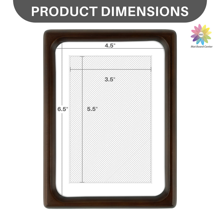Rounded Corner 5x7 Wood Frame For 4x6 Photos With White Mat and Real Glass Brown (6 Pcs per Box)