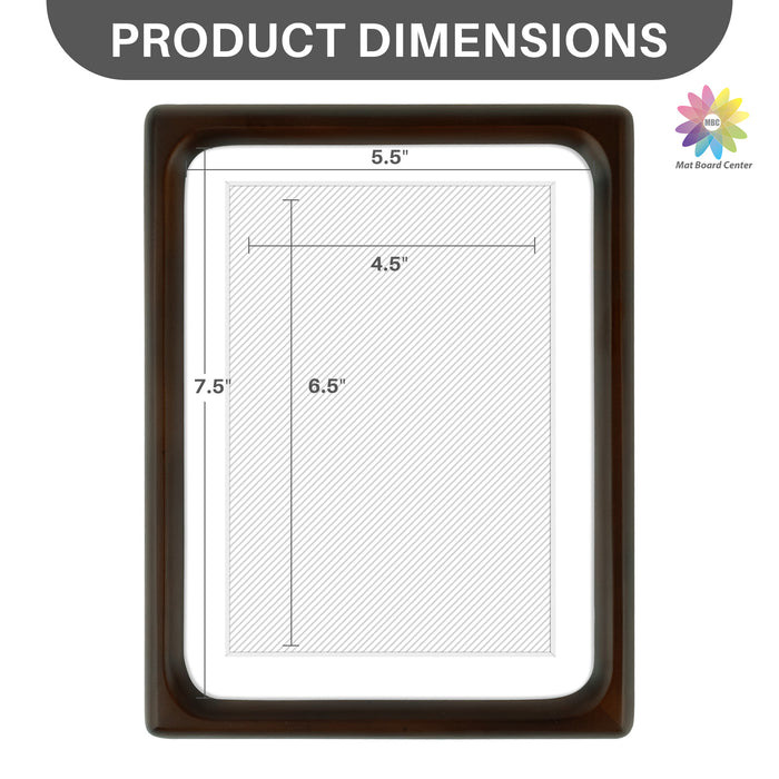 Rounded Corner 6x8 Wood Frame For 5x7 Photos With White Mat and Real Glass Brown (6 Pcs per Box)