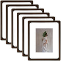 Rounded Corner 8x10 Wood Frame For 5x7 Photos With White Mat and Real Glass Brown (6 Pcs per Box)