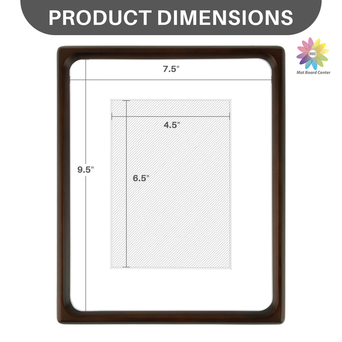 Rounded Corner 8x10 Wood Frame For 5x7 Photos With White Mat and Real Glass Brown (6 Pcs per Box)
