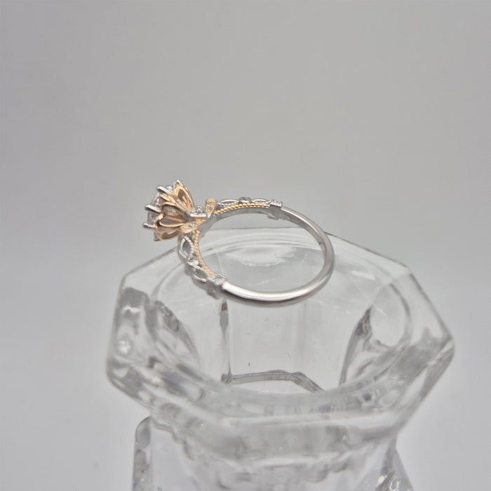 S925 & Gold Solitaire Moissanite Diamond Ring - 6-Prong Set