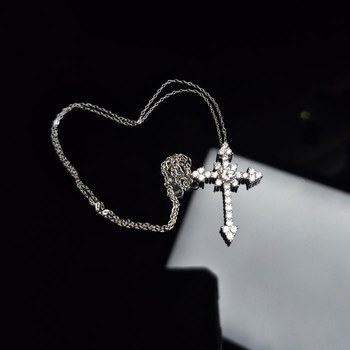 S925 Moissanite Diamond Cross Pendant & Necklace