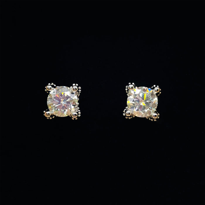 S925 Moissanite Diamond Earrings - 4-Prong Set