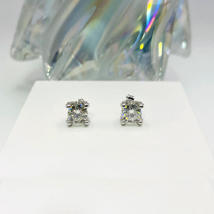 S925 Moissanite Diamond Earrings - 4-Prong Set