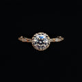 S925 & Rose Gold Halo Moissanite Diamond Ring - 6-Prong Set