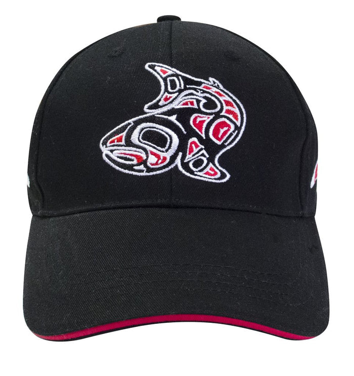 Salmon Embroidered Baseball Cap by Native Artist, Jamie Sterritt indigenous art gift by Jamie Sterritt Canada
