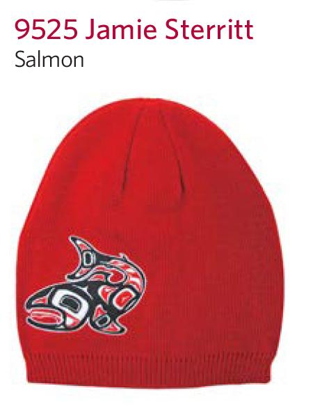 Salmon Embroidered Toque by Native Artist, Jamie Sterritt indigenous art gift by Jamie Sterritt Canada