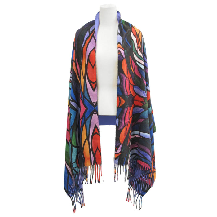Salmon Hunter indigenous art shawl by Don Chase Canada